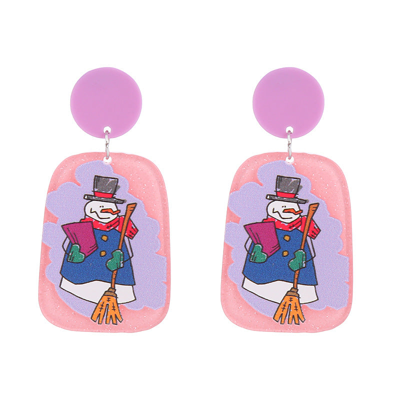 Wholesale Christmas Snowflake House Christmas Tree Gingerbread Man Acrylic Earrings